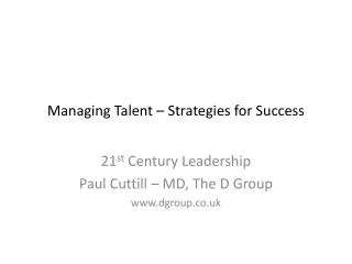 Managing Talent – Strategies for Success