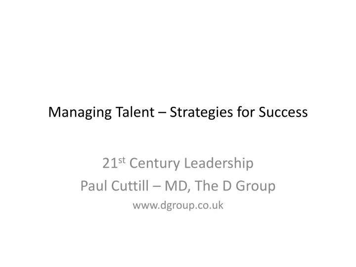 managing talent strategies for success