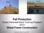Fall Protection Susan Harwood Grant Training Program 2013 Wood Frame Construction
