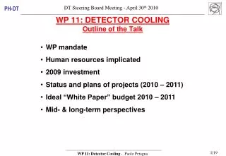 WP 11: DETECTOR COOLING Outline of the Talk