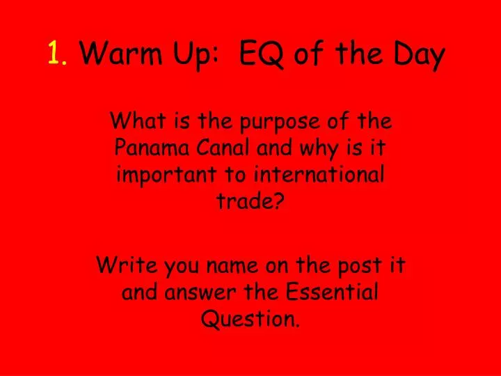 1 warm up eq of the day