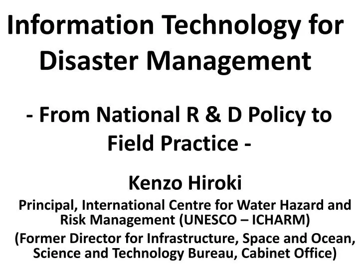 information technology for disaster management