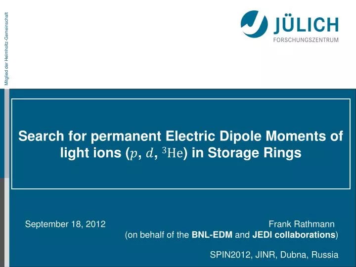 search for permanent electric d ipole m oments of light ions in storage rings
