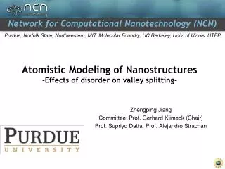 Atomistic Modeling of Nanostructures -Effects of disorder on valley splitting-