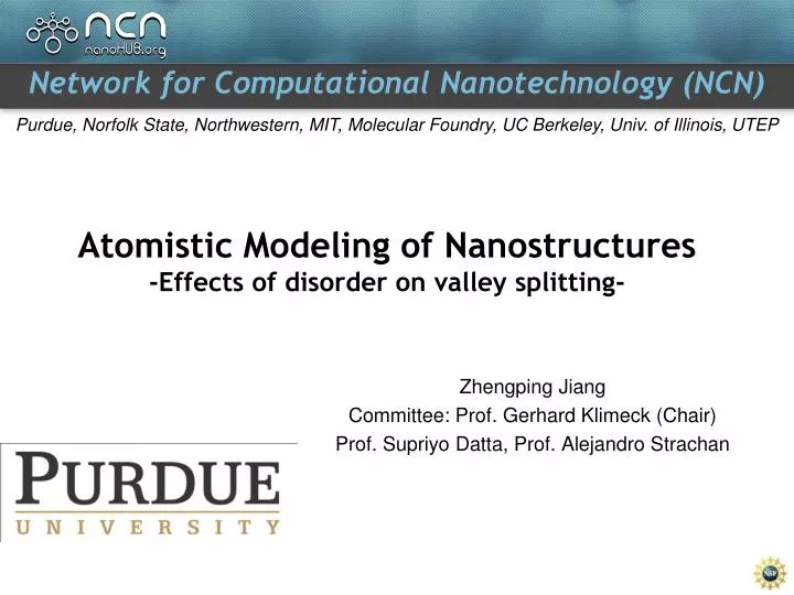 atomistic modeling of nanostructures effects of disorder on valley splitting