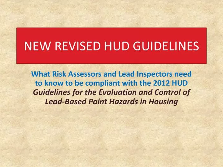 new revised hud guidelines