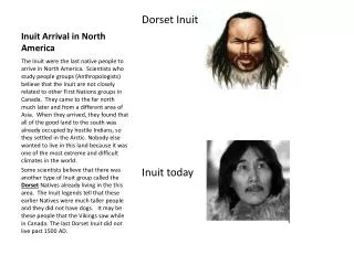 Inuit Arrival in North America