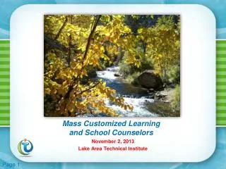 Mass Customized Learning and School Counselors