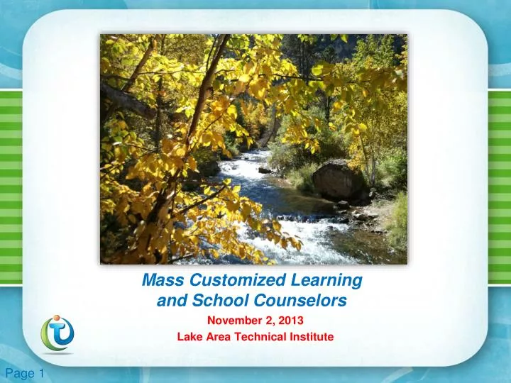 mass customized learning and school counselors