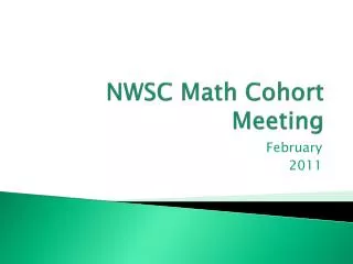 NWSC Math Cohort Meeting