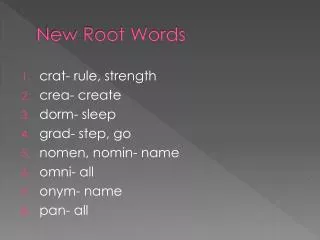 New Root Words