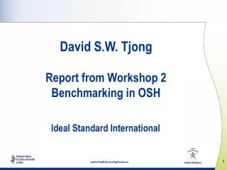 David S.W. Tjong Report from Workshop 2 Benchmarking in OSH Ideal Standard International