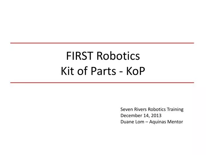 first robotics kit of parts kop