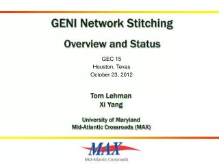 GENI Network Stitching Overview and Status