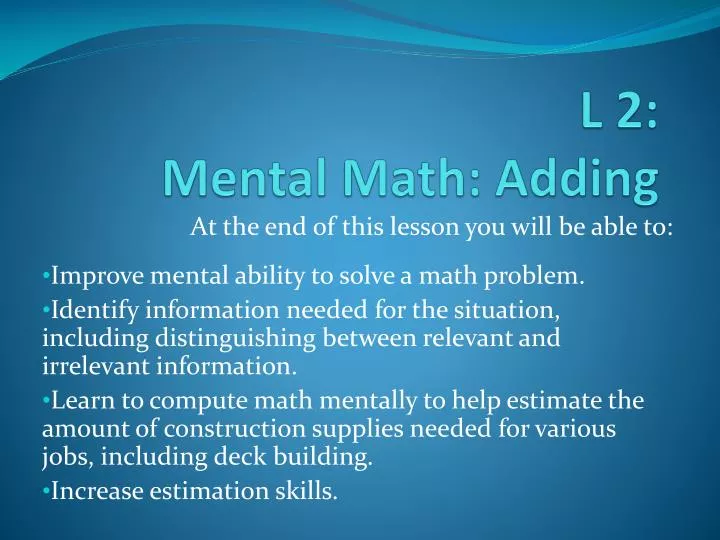 l 2 mental math adding