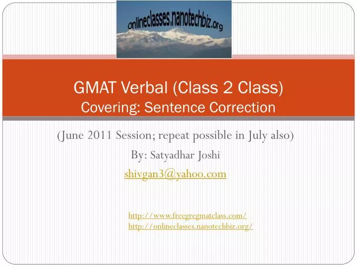 gmat verbal class 2 class covering sentence correction