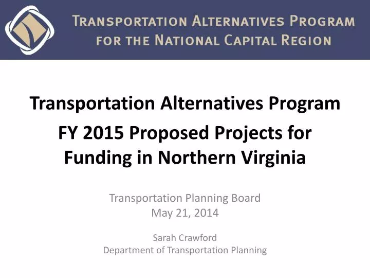 transportation alternatives program fy 2015 proposed projects for funding in northern virginia