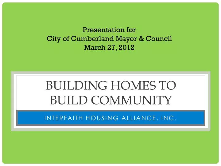 building homes to build community