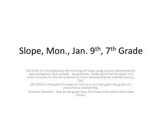 Slope, Mon., Jan. 9 th , 7 th Grade