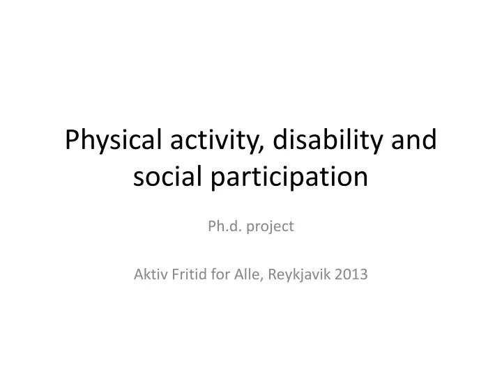 physical activity disability and social participation