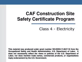 CAF Construction Site Safety Certificate Program
