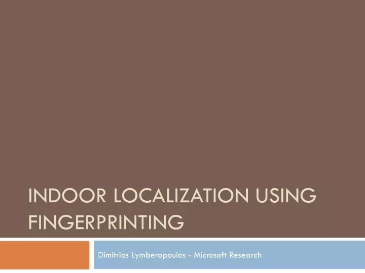 indoor localization using fingerprinting