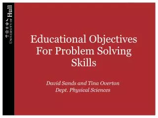 Educational Objectives For Problem Solving Skills