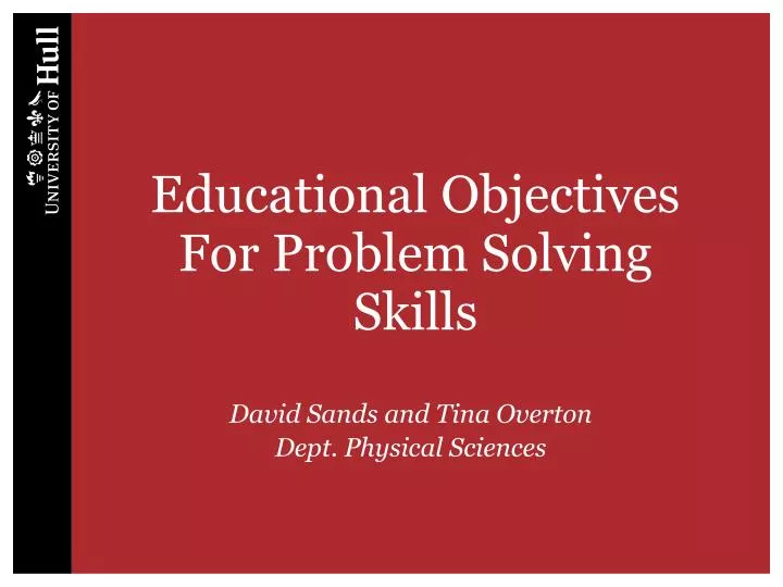 educational objectives for problem solving skills