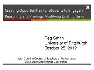Creating Opportunities For Students to Engage in Reasoning and Proving: Modifying Existing Tasks