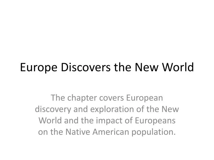 europe discovers the new world