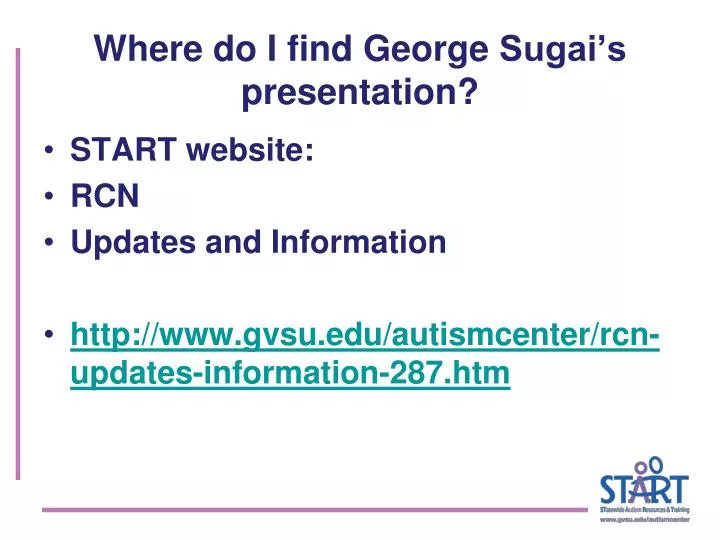 where do i find george sugai s presentation