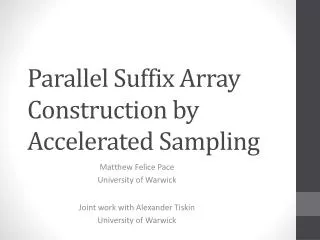 Parallel Suffix Array Construction by Accelerated Sampling