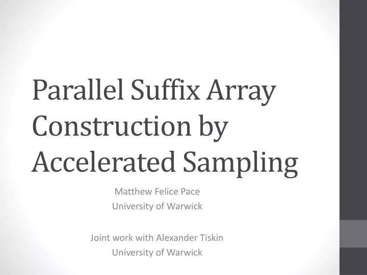 parallel suffix array construction by accelerated sampling