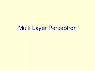 Multi Layer Perceptron