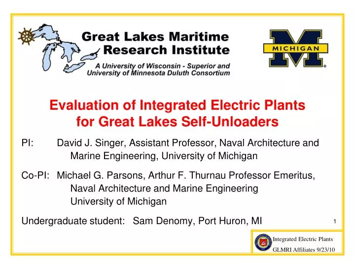 evaluation of integrated electric plants for great lakes self unloaders