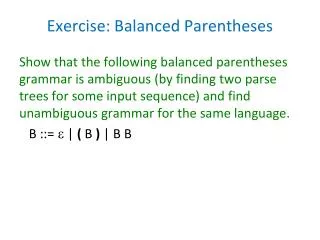 Exercise: Balanced Parentheses