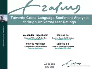 Towards Cross-Language Sentiment Analysis through Universal Star Ratings