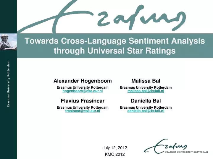 towards cross language sentiment analysis through universal star ratings