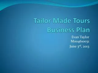 Tailor Made Tours Business Plan