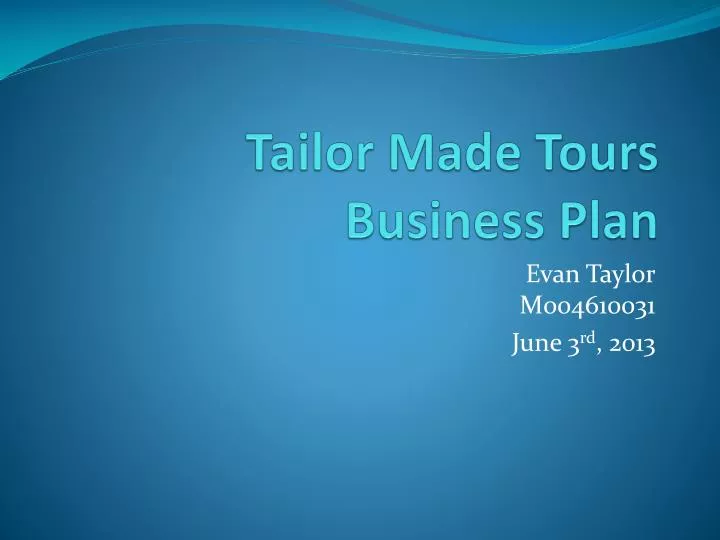 tailor made tours business plan