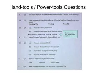 Hand-tools / Power-tools Questions
