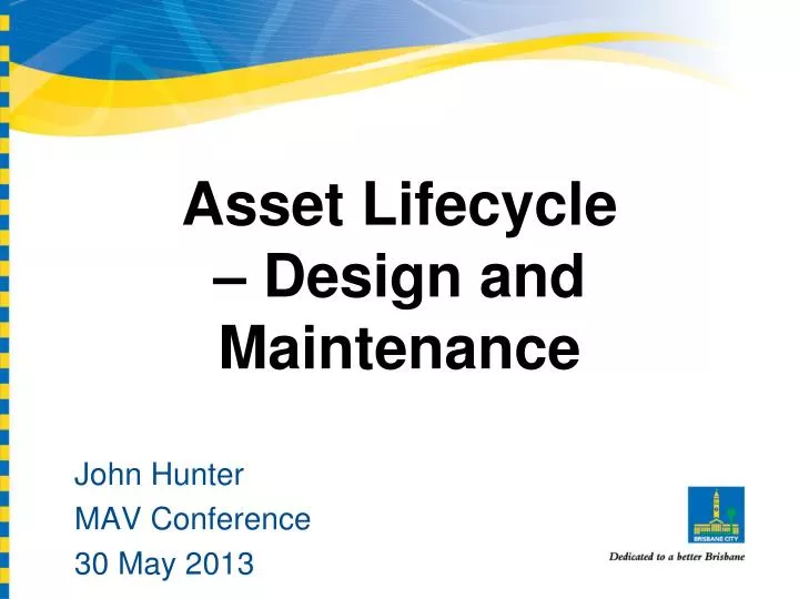 asset lifecycle design and maintenance