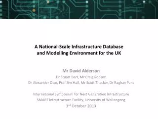 A National-Scale Infrastructure Database and Modelling Environment for the UK