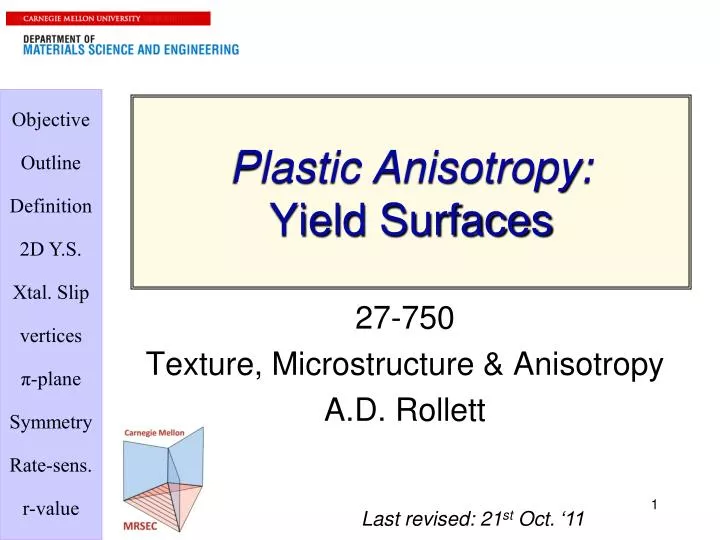 plastic anisotropy yield surfaces