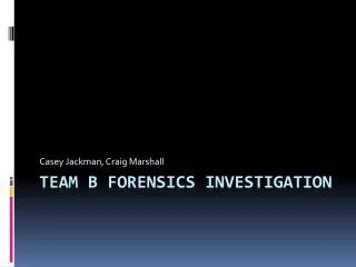 Team b Forensics Investigation