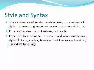 Style and Syntax
