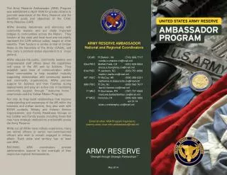 Email all other ARA Program inquiries to: usarmy.usarc.ocar.mbx.ambassador@mail.mil
