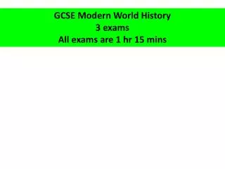 GCSE Modern World History 3 exams All exams are 1 hr 15 mins