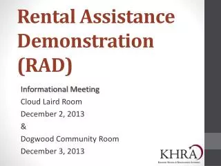 Rental Assistance Demonstration (RAD)