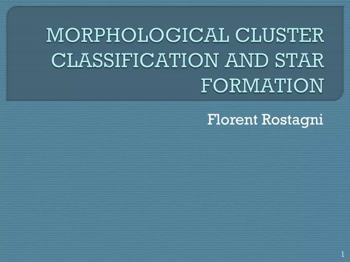morphological cluster classification and star formation